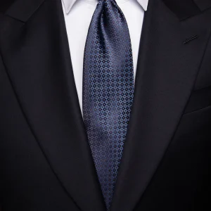 Cravatta Blu con Rombi in Seta