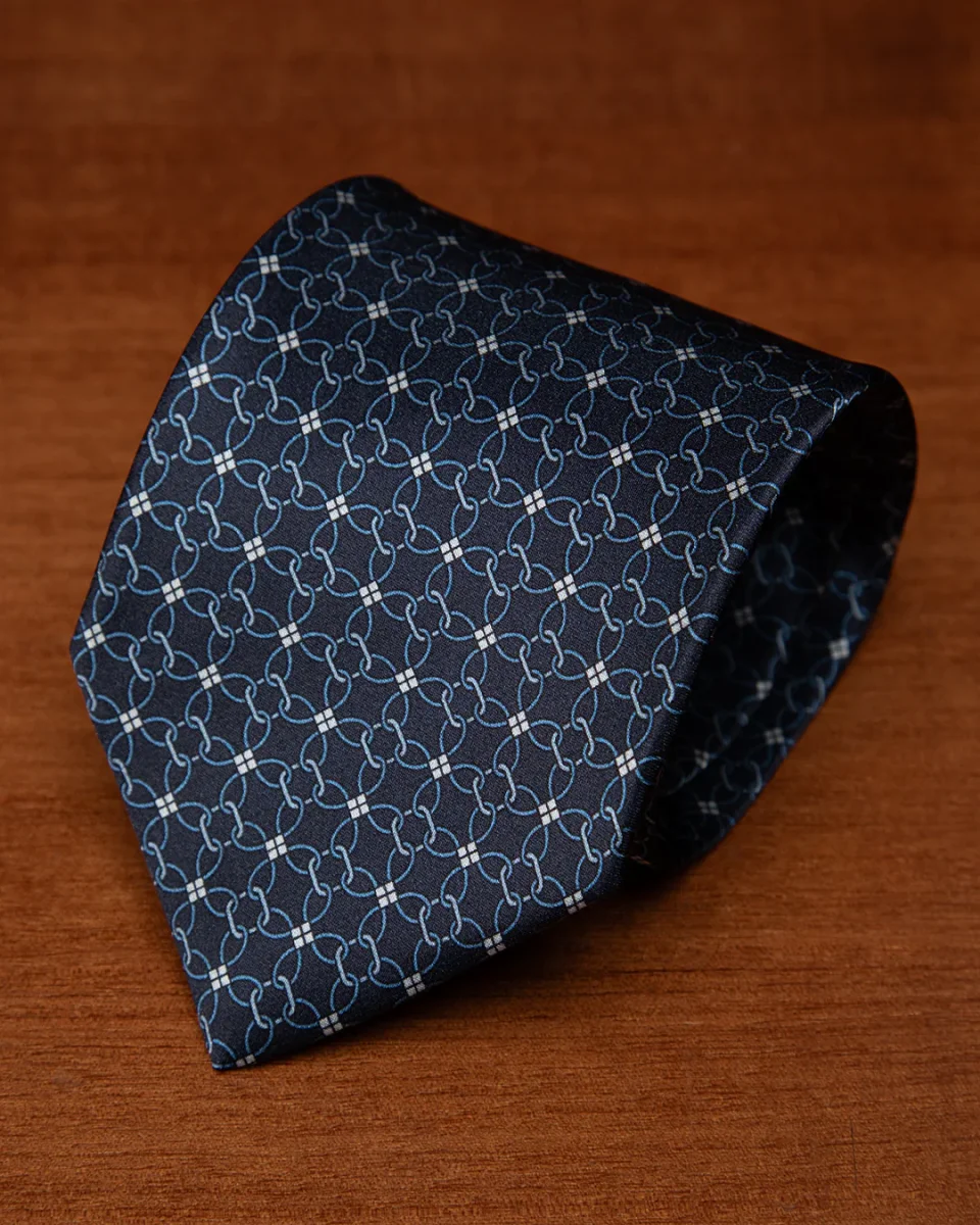 Cravatta Blu Fantasia Concatenata - immagine 3
