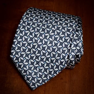 Cravatta Blu Mosaico Floreale Avio