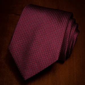 Cravatta Bordeaux con Fantasia Pois Azzurri