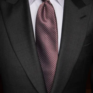 Cravatta Bordeaux in Seta con Microfantasia Argento