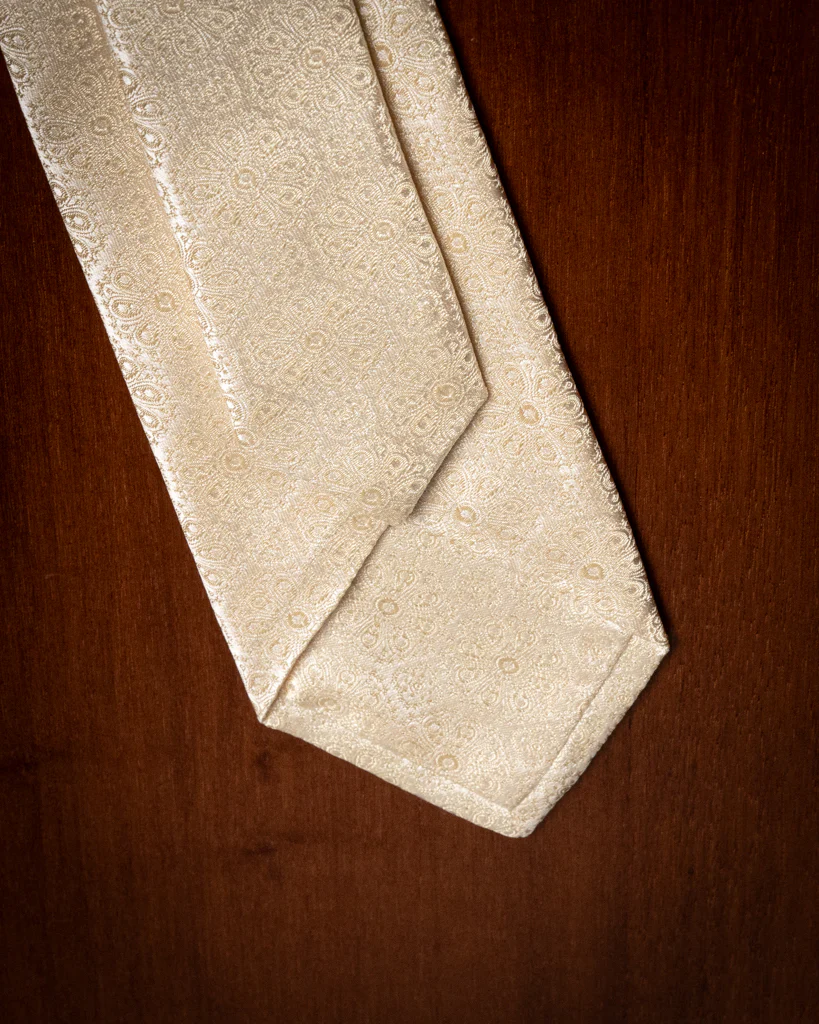Cravatta Jacquard Champagne con Motivo Floreale - immagine 5