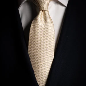 Cravatta Jacquard con Microtrama Miele e Panna