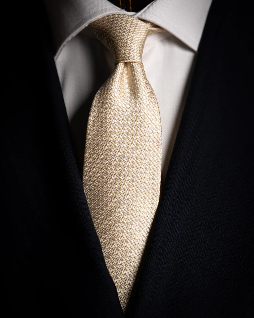 Cravatta Jacquard con Microtrama Miele e Panna