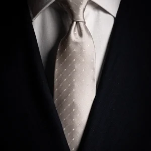 Cravatta Jacquard Grigio Perla con Pois Bianchi e Grigi