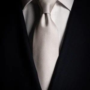 Cravatta Jacquard Operata Grigio Perla