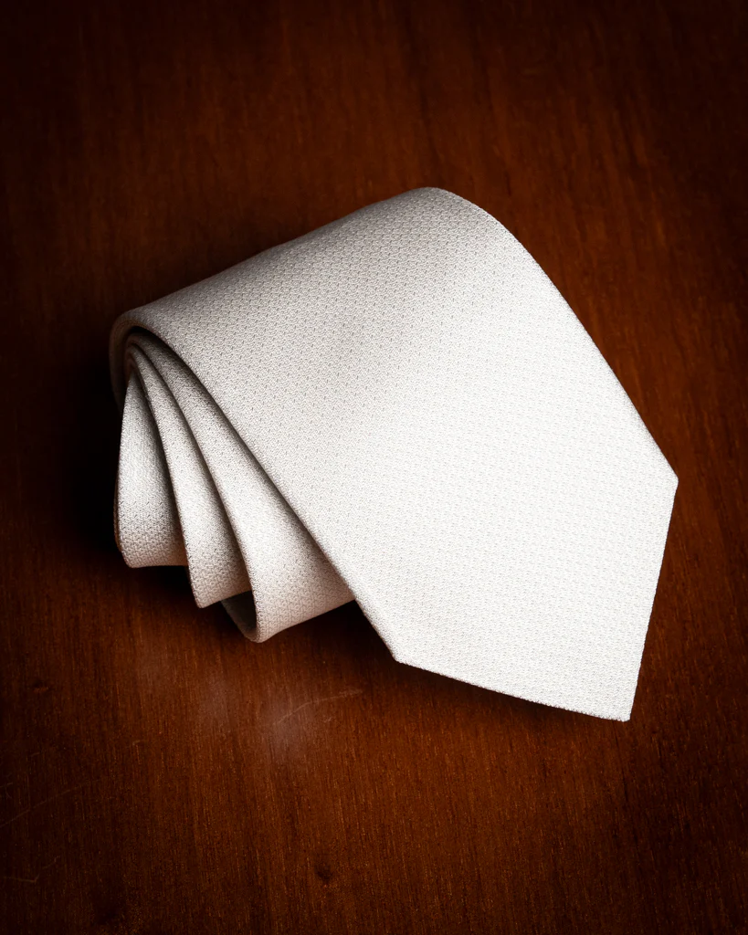 Cravatta Jacquard Operata Grigio Perla - immagine 3