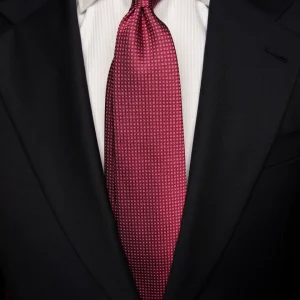 Cravatta Jacquard Rosa Magenta Con Microquadri Fucsia