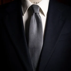 Cravatta Jacquard Spinata Blu Notte e Bianco