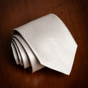 Cravatta Jacquard Spinata Grigio Perla