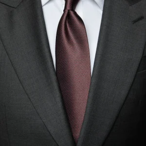 Cravatta Marrone con Micro-Jacquard Rosso