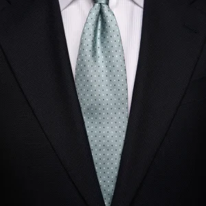 Cravatta Verde Acqua con Pois Blu e Bianchi