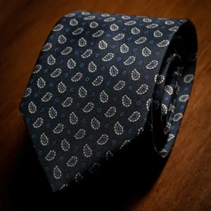 Cravatta Blu Notte con Paisley Grigio