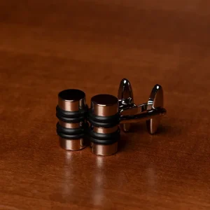 Gemelli Color Argento con Cilindro Nero