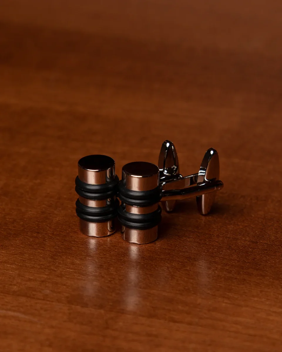 Gemelli Color Argento con Cilindro Nero