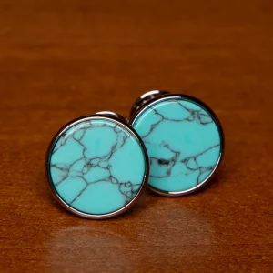 Gemelli Color Argento Con Dettaglio Turchese