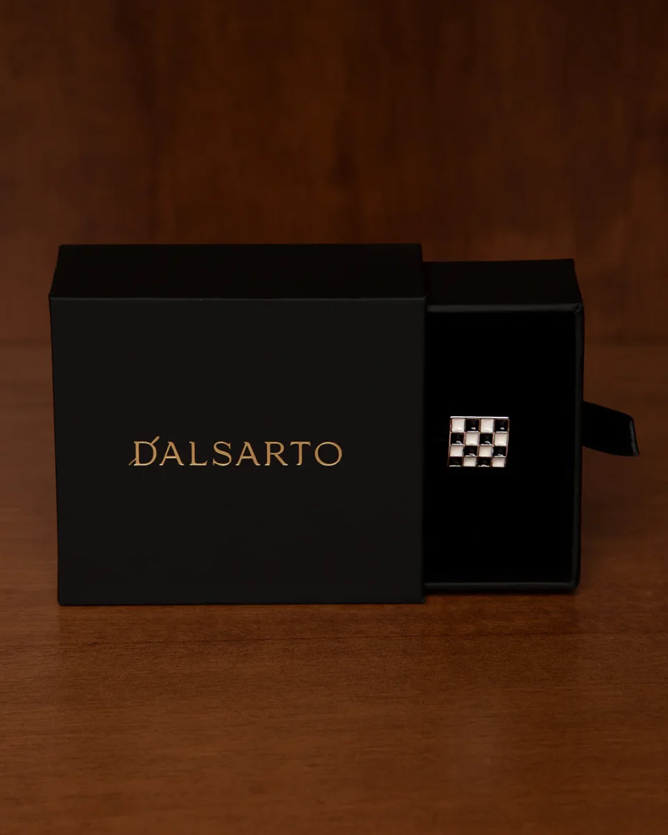 Gemelli Color Argento con Scacchi Bianchi e Neri - immagine 5