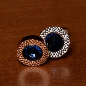 Gemelli Color Oro con Pietra Blu Incastonata