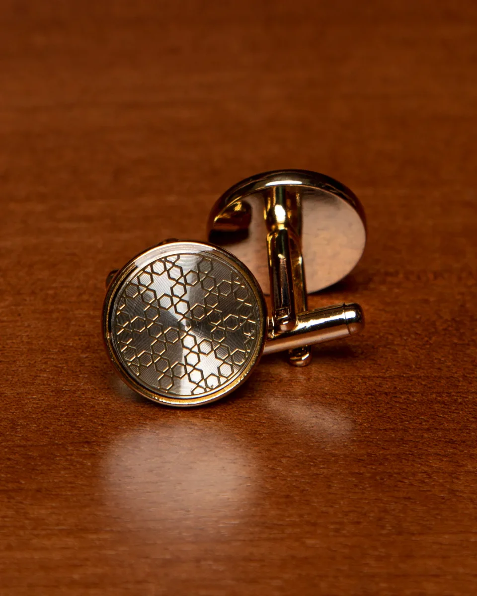 Gemelli Color Oro con Texture Alveare e Stella - immagine 3