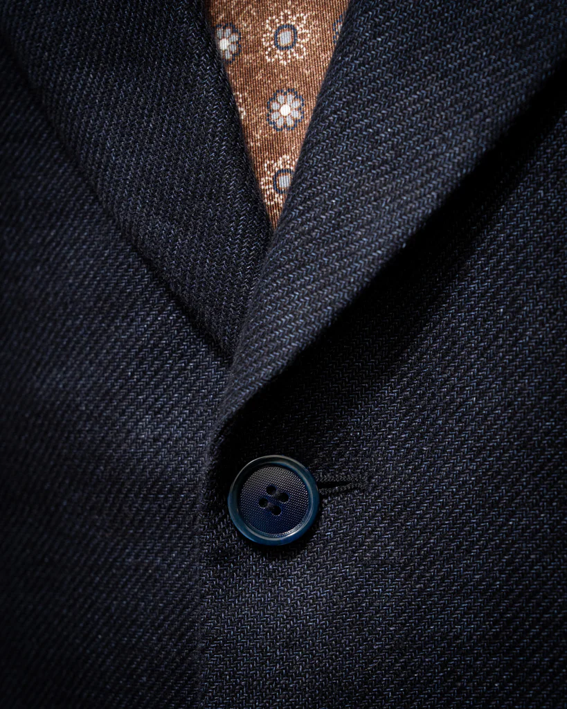 Giacca Bernini Blu Lino Cotone - immagine 4