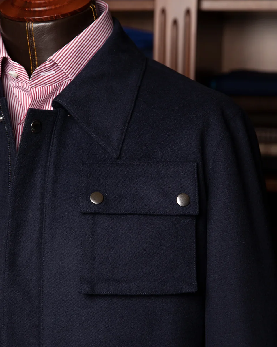 Giacca Blazer Blu Lana Casmere e Seta