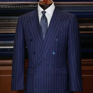 Abito Perugino Gessato Blu Chiaro