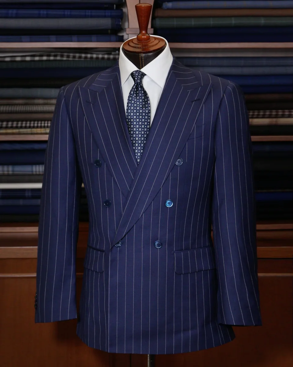 Abito Perugino Gessato Blu Chiaro