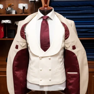 Gilet Bianco Sciallato Doppiopetto