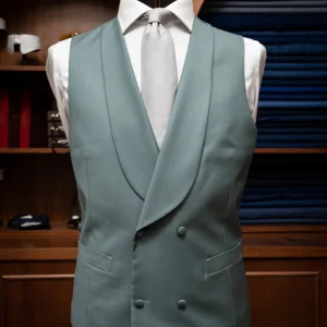 Gilet Sciallato Doppiopetto Verde Quattro Bottoni