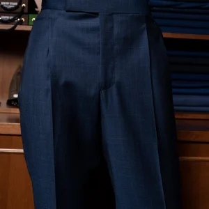 Pantalone Borromini Blu Notte Trama Quadri