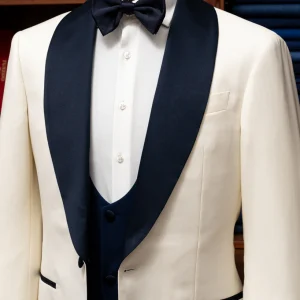 Smoking Donatello Bianco con Raso Blu