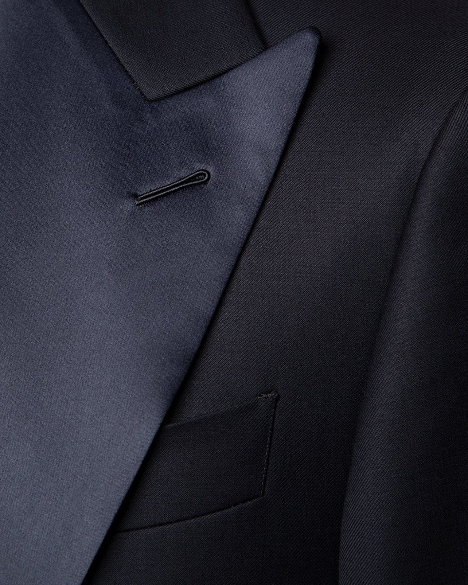 Smoking Michelangelo Blu con Raso e Gilet - immagine 4