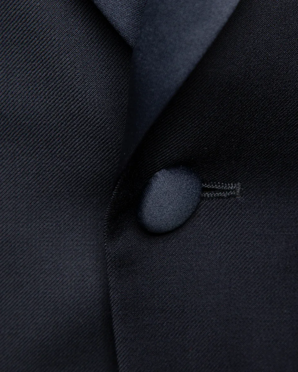 Smoking Michelangelo Blu con Raso e Gilet - immagine 7