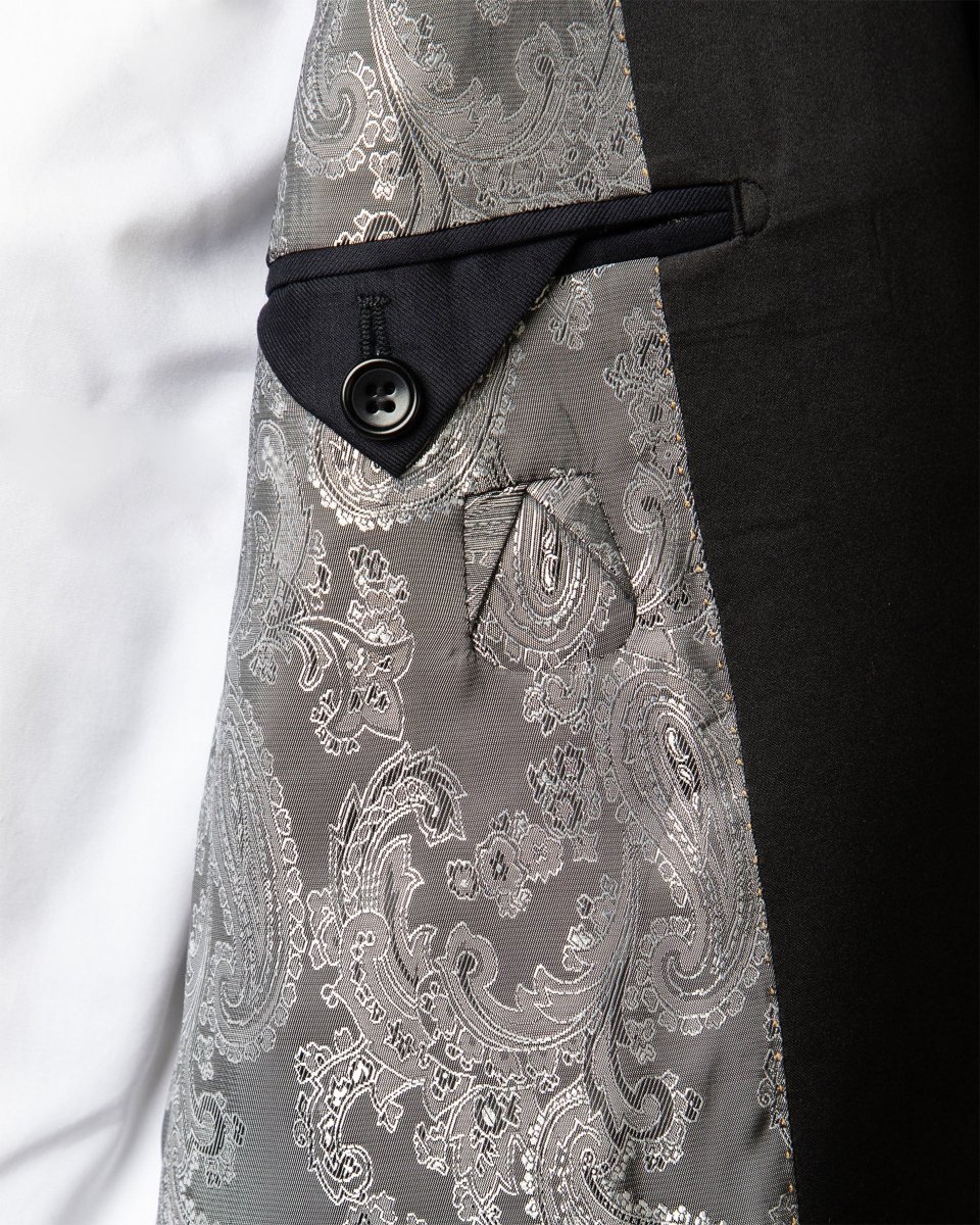 Smoking Perugino Blu con Rever Nero - immagine 6