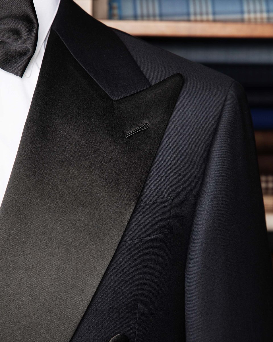 Smoking Perugino Blu con Rever Nero - immagine 4