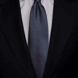 Cravatta Jacquard Bordeaux Con Microquadri Verde Smeraldo E Rosa Ciclamino