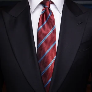 Cravatta Regimental Rossa-Azzurra con Trama Spinata