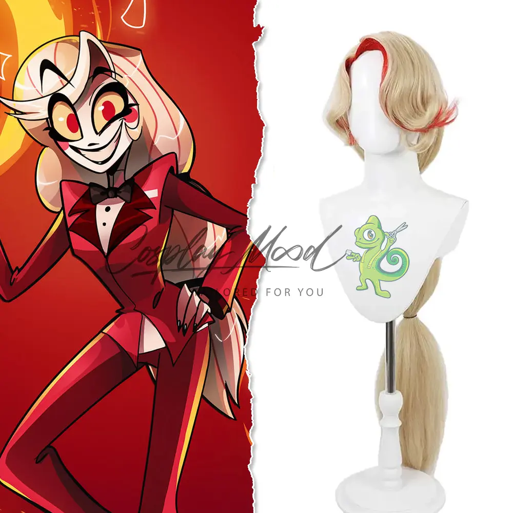 Parrucca Cosplay Charlie Morningstar Hazbin Hotel - immagine 3