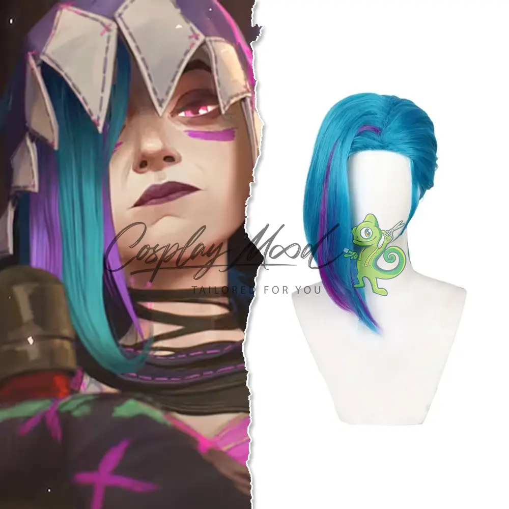 Parrucca Cosplay Jinx League of Legends Arcane Stagione 2 - immagine 3