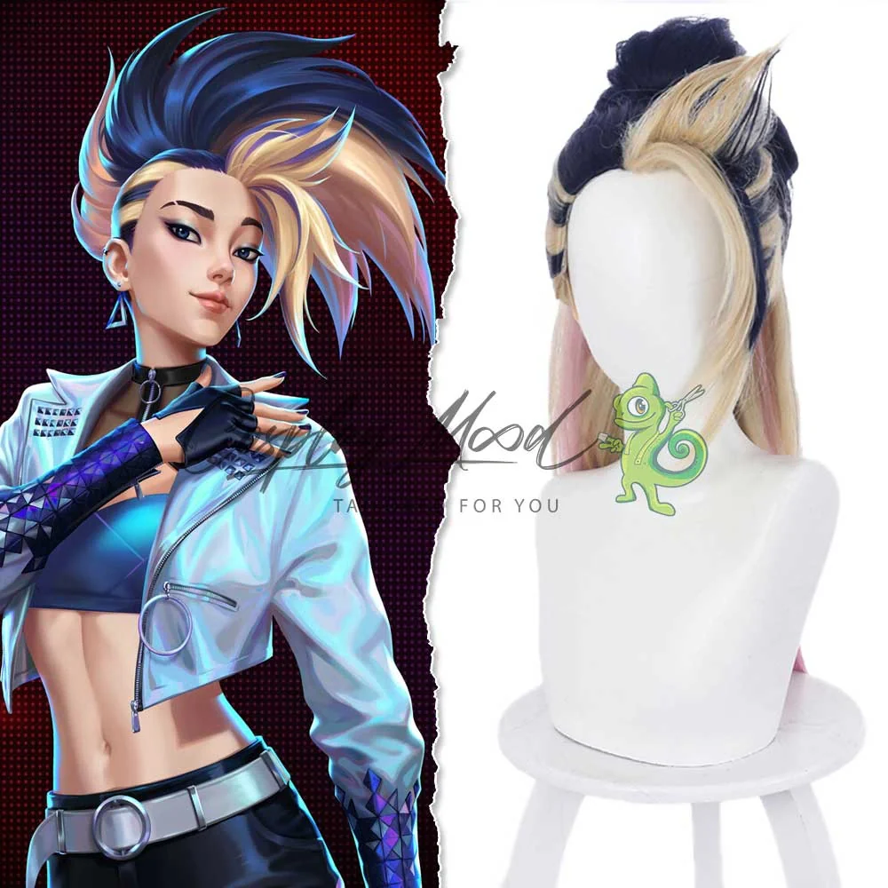 Parrucca Cosplay Akali Arcane League of Legends - immagine 3