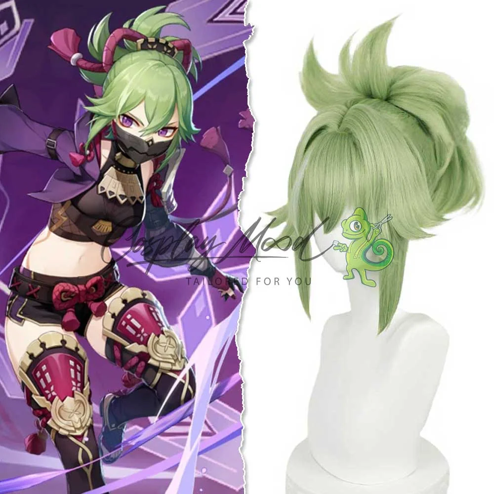 Parrucca Cosplay Kuki Shinobu Genshin Impact - immagine 3