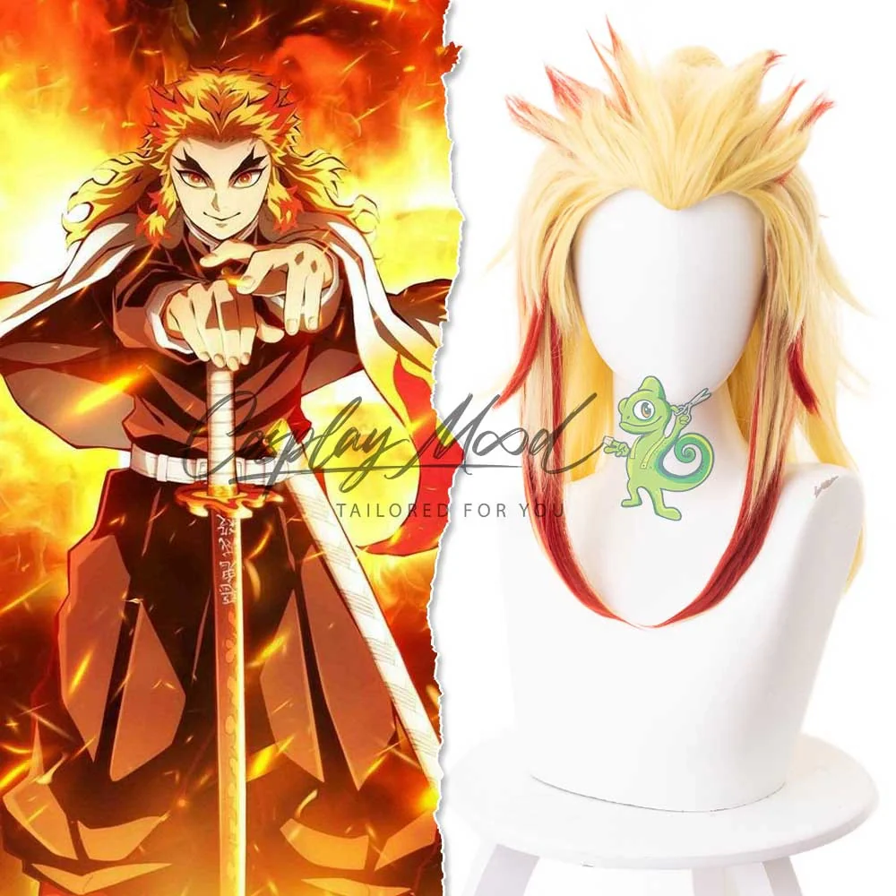 Parrucca Cosplay Rengoku Kyoujurou Demon Slayer - immagine 3