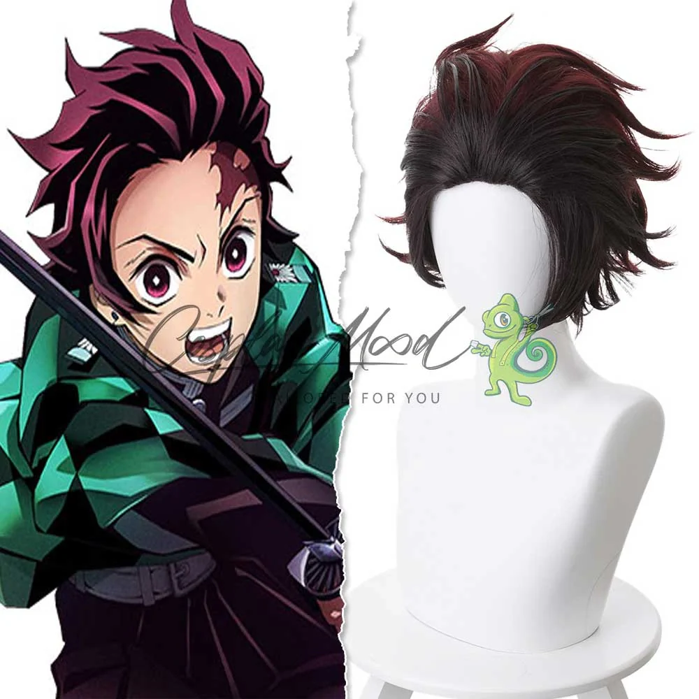 Parrucca Cosplay Tanjiro Kamado Demon Slayer - immagine 3