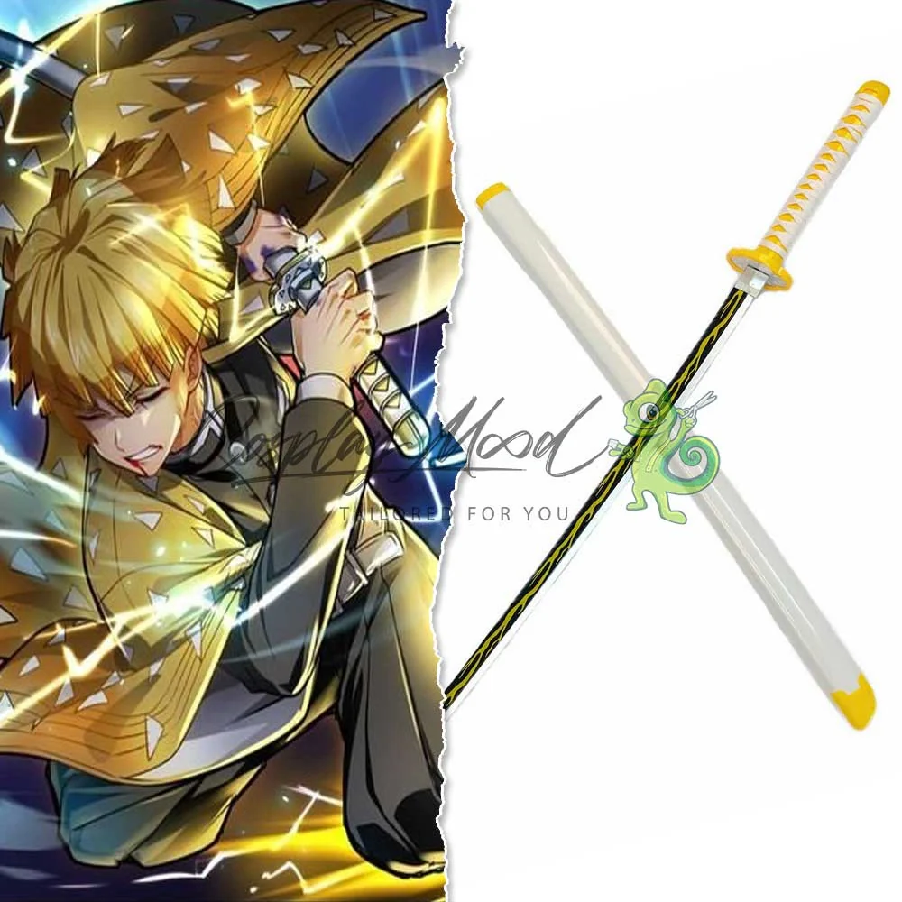 Accessorio Cosplay Spada in legno di bamboo Zenitsu Agatsuma Demon Slayer - immagine 3