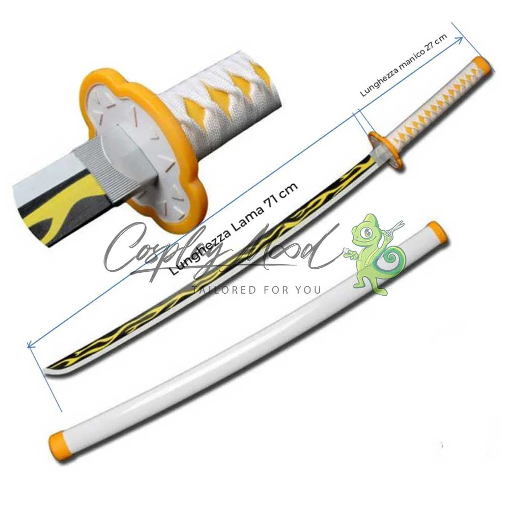Accessorio Cosplay Spada in legno di bamboo Zenitsu Agatsuma Demon Slayer - immagine 5