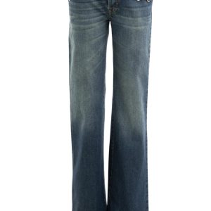 Pantalone in Denim di Cotone con Horsebit