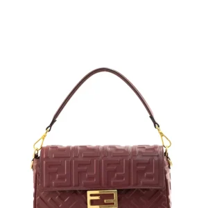 Borsa Baguette Media in Pelle