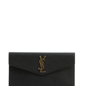 Pochette Uptown in pelle grain de poudre nero