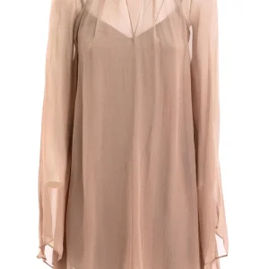 Abito Esther in chiffon trasparente color beige