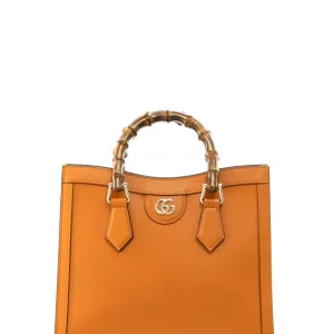 Borsa shopping Gucci Diana in pelle di colore arancione